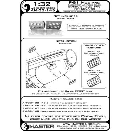 P-51 Mustang carburetor air filter stadard hole
