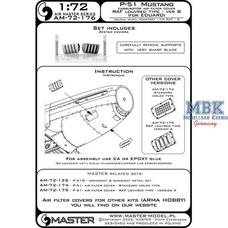 P-51 Mustang carburetor cover RAF Type B (EDUARD)