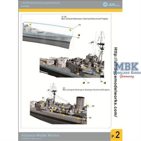 ship railing set WWII Royal Navy all surface comba