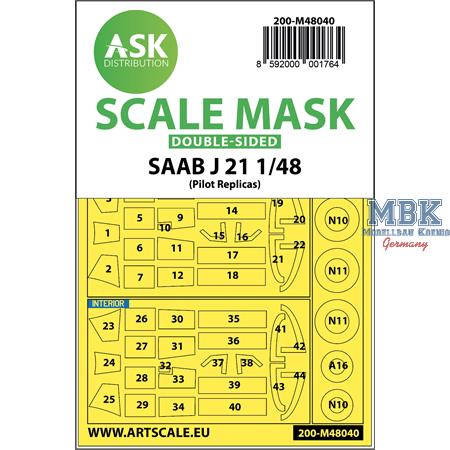 SAAB J21 double-sided painting mask f.Pilot Repl.