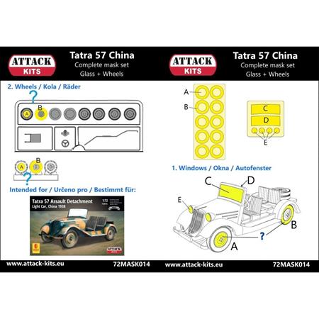Tatra T57 China complete Mask set - glas + wheels
