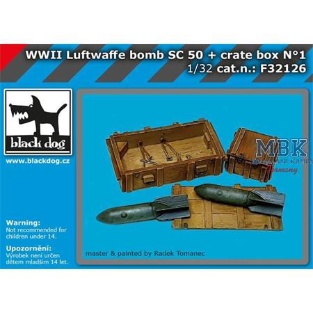 WW II Luftwaffe bomb Sc 50+crate box