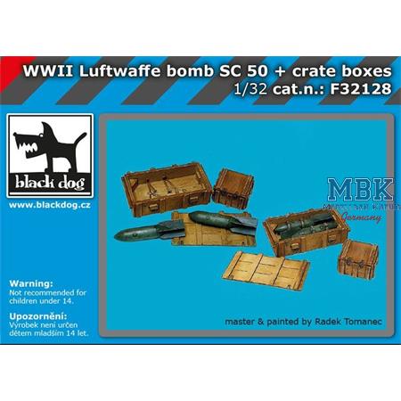 WW II Luftwaffe bomb Sc 50+crate boxes