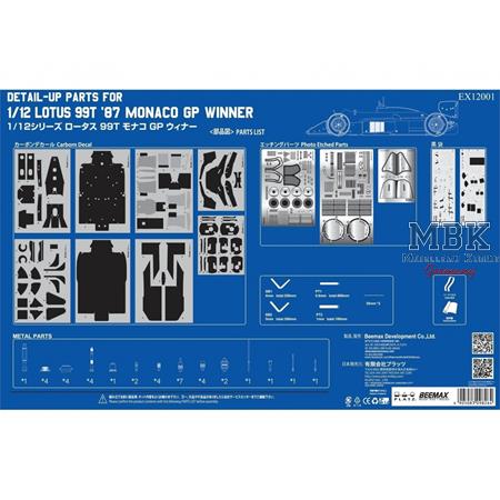 Lotus 99T '87 Monaco Winner Detail Up Parts 1:12