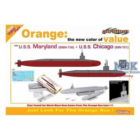 U.S.S. Maryland (SSBN-738) + U.S.S. Chicago (SSN-7