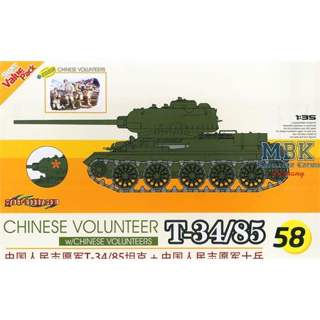 Chinese Volunteer T34/85 + Chinese Soldiers