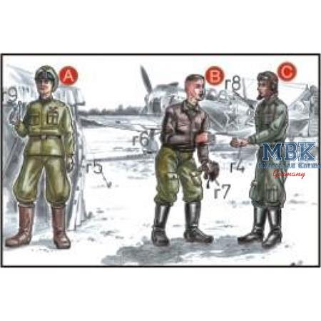 Soviet Pilots and Mechanic WW II