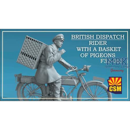 British Dispatch Rider with a basket of pigeons