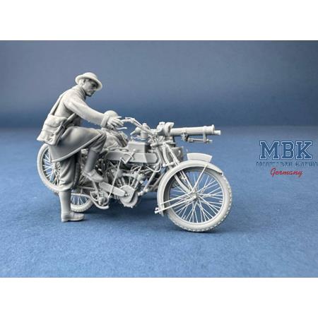 Machine Gun Corps Rider Starting the motorcycle