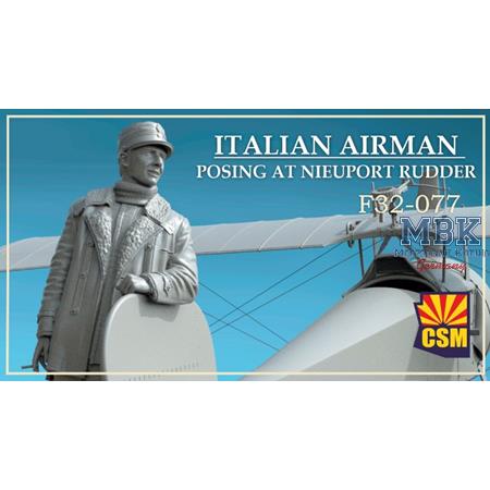 Italian Airman Posing at Nieuport Rudder