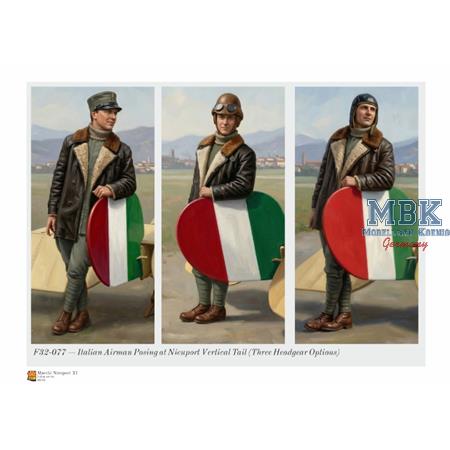 Italian Airman Posing at Nieuport Rudder