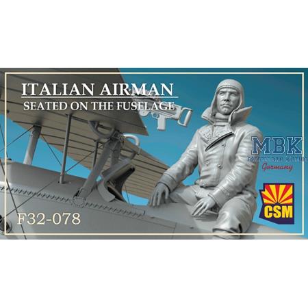 Italian Airman Seated on the Fuselage