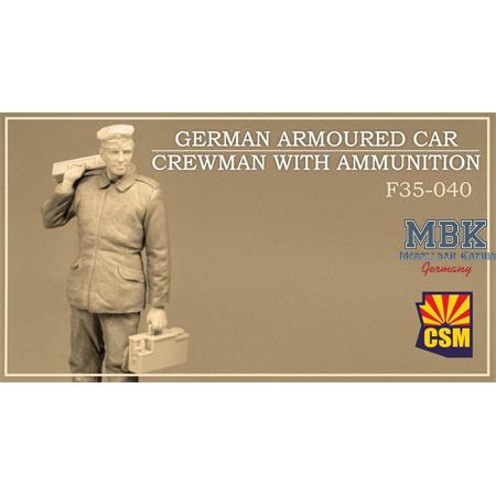 German armoured car crewman with ammunition