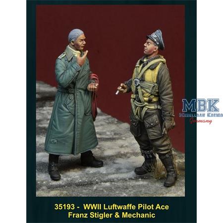 Luftwaffe Ace Pilot Stigler + Mechanic Smoking