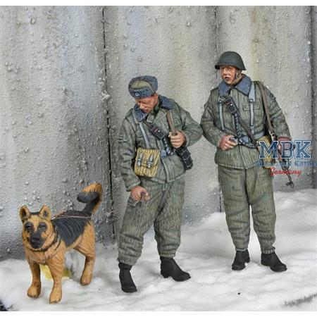 East German Border Troopers with Dog, Winter 70-80