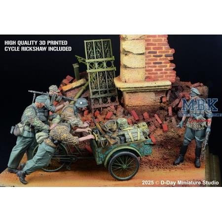 Waffen-SS Soldiers with Cycle Rickshaw 1944-45