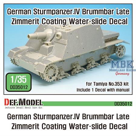 Sturmpanzer.IV Brummbar late Zimmerit Decal set