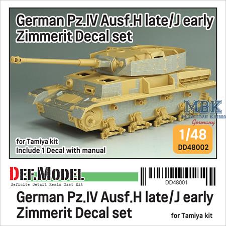Pz.IV Ausf.H late/ J early Zimmerit Decals (1/48)