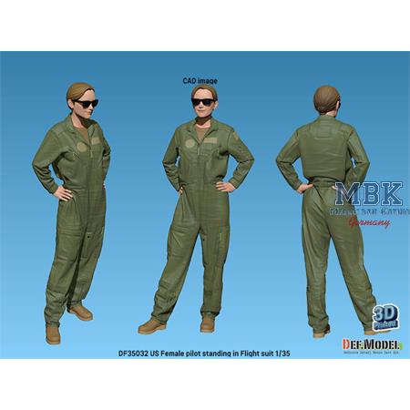 US Female pilot standing in flight suit (3D-Print)