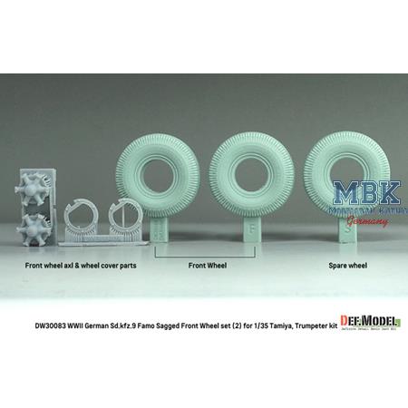 Sd.kfz.9 Famo Sagged Front Wheel set (2) - Dunlop