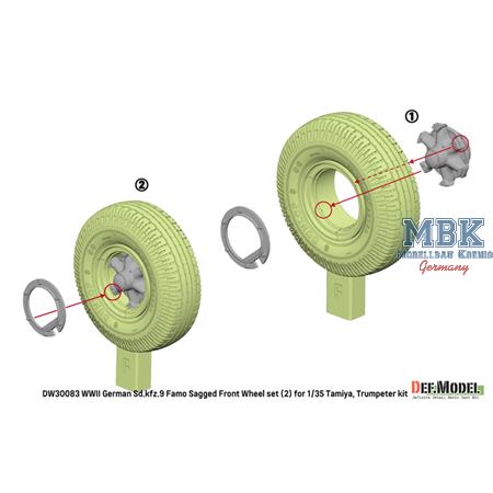 Sd.kfz.9 Famo Sagged Front Wheel set (2) - Dunlop
