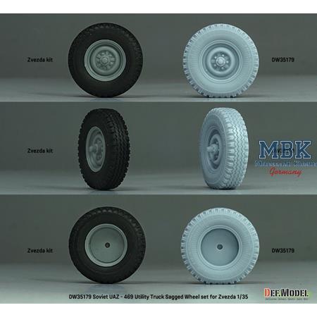 UAZ - 469 Utility Truck Sagged Wheel set (Zvezda)