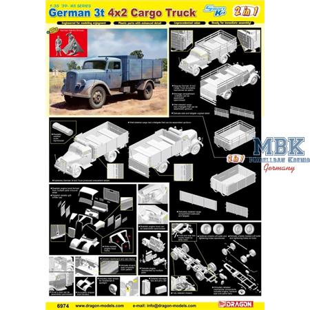 German 3t 4x2 Cargo Truck (2 in 1)