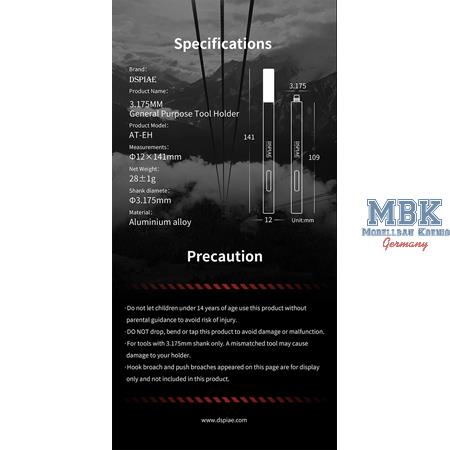 DSPIAE Universal Blade Shank Tool Holder D 3,175mm