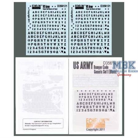US Army Bumper Codes Generic Set 1 (black)
