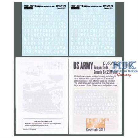 US Army Bumper Codes Generic Set 2 (white)