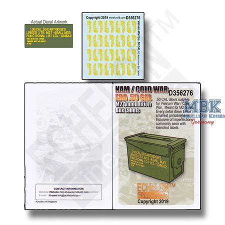 NAM / Cold War Era .50 Cal. M2 Ammo Box labels
