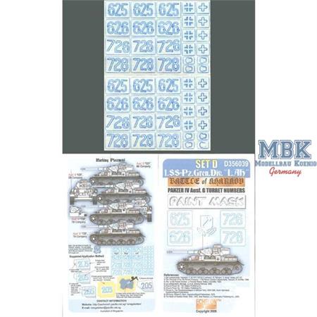 LSSAH PzIV Ausf.G Kharkov Numbers (Set D Paint Mas