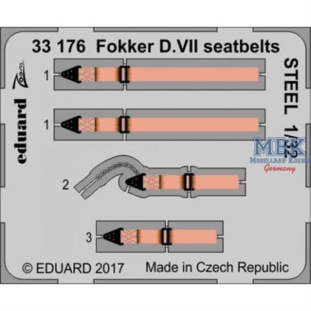 Fokker D.VII  seatbelts STEEL 1/32