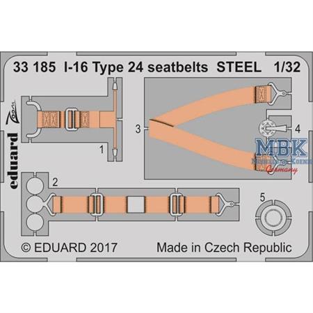 I-16 Type 24 seatbets STEEL 1/32
