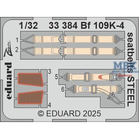 Messerschmitt Bf-109K-4 seatbelts STEEL 1/32
