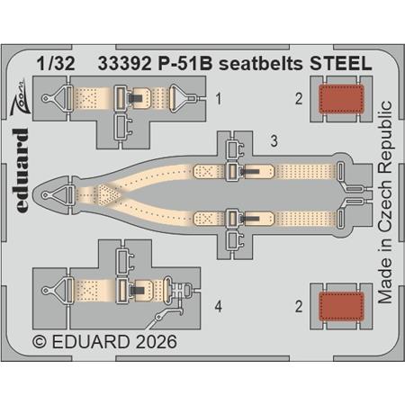 North-American P-51B Mustang seatbelts STEEL 1/32