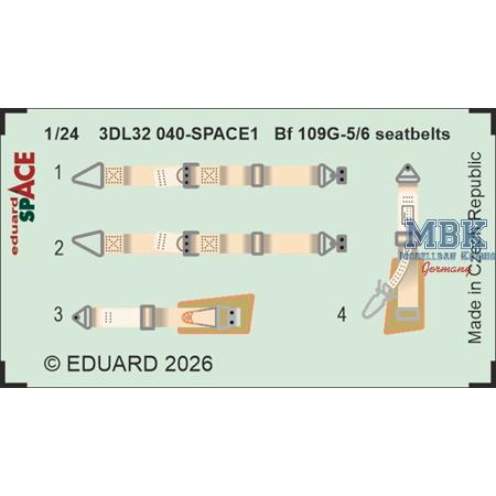 Messerschmitt Bf-109G-5/6 seatbelts SPACE 1/24