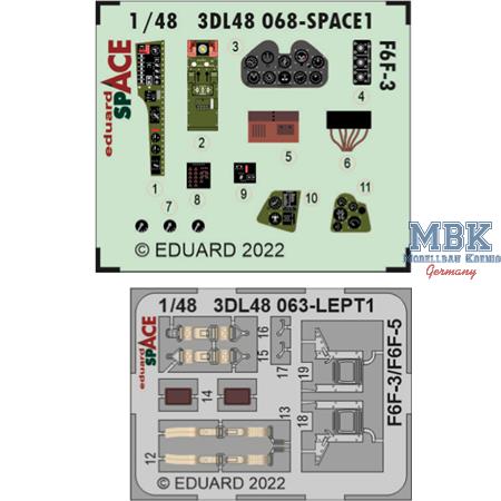 Grumman F6F-3 Hellcat  SPACE 1/48  -3D Decals + PE