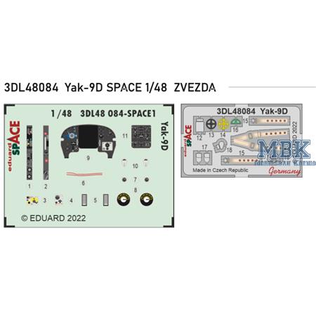 Yakovlev Yak-9D SPACE 1/48 -3D Decals+ PE