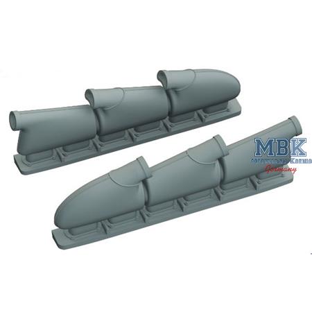 Spitfire Mk.V three-stacks exhausts rounded 1/48
