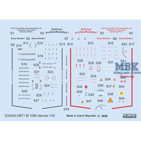 Messerschmitt Bf-109E stencils 1/32