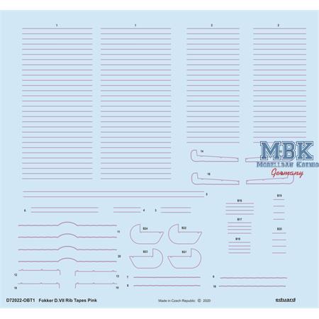 FOKKER D.VII RIB TAPES PINK 1/72