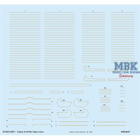 FOKKER D.VII RIB TAPES LINEN 1/72