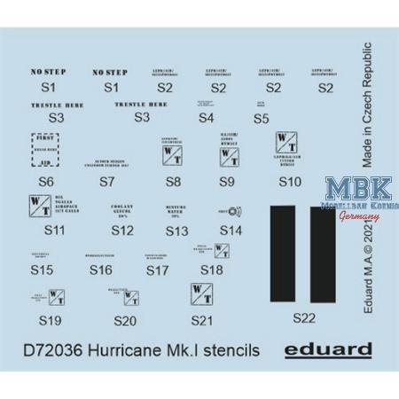 Hawker Hurricane Mk.I stencils 1/72