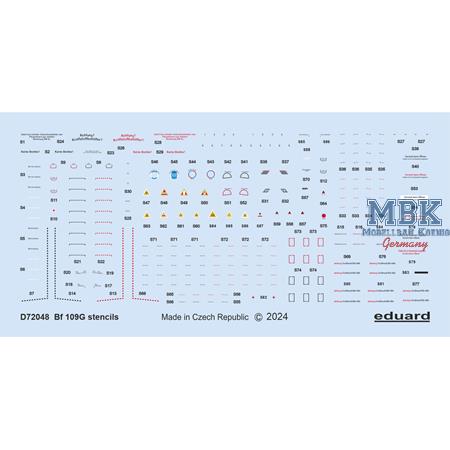 Messerschmitt Bf 109G stencils 1/72