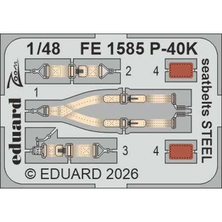 Curtiss P-40K seatbelts STEEL 1/48