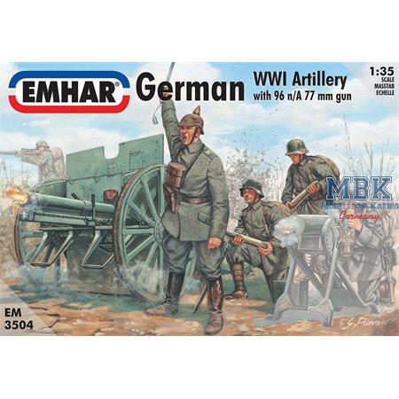 Deutsche WW1 Artillerie mit 96n/A 76mm Kanone