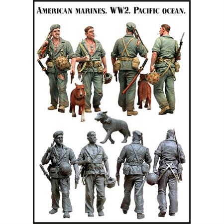 American Marines with Dog, Pacific Ocean WWII