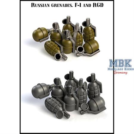 Russian Grenades - F-1 and RDG  Handgranaten