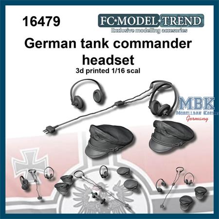 German tank commander cap, headphones and microph.